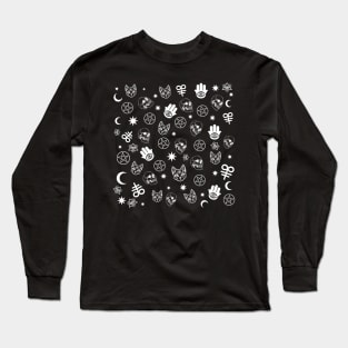 Wicca/Witchcraft Repeat Symbols Pattern Design Long Sleeve T-Shirt